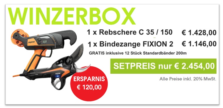 Pellenc WINZERBOX - Kombiprodukt C35/150 Rebschere + FIXION 2  Bindegerät