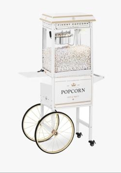 Popcorn Maschine mit Wagen weiß - gold